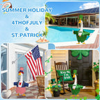 Nesfanchu 7 Set Holiday Porch Goose Outfits for 23" Lawn Goose Statue,All Seasons Goose Clothes Bundle with Valentine St Patrick Easter 4th of July Halloween Thanksgiving Christmas Costumes
