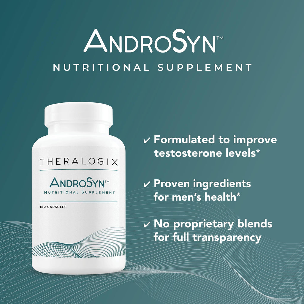 Theralogix AndroSyn - Testosterone Supplement for Men - with Fenugreek, Tongkat Ali, Ashwagandha, and D-Chiro-Inositol - Urologist Developed - 90-Day Supply, 180 Capsules
