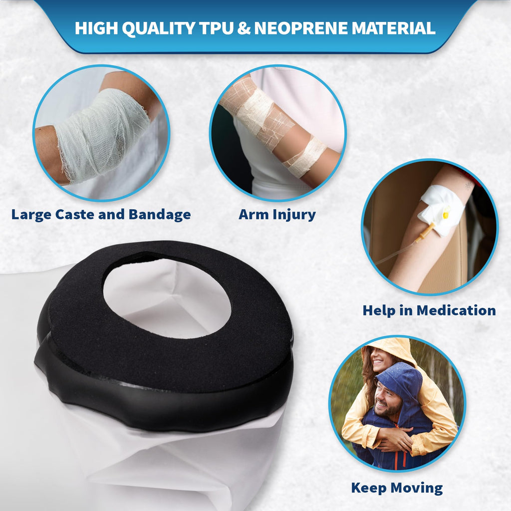 Blue Shoe Guys Reusable Waterproof Picc Line Sleeve Cover For Upper Arm, L/XL for Proper Wound Protection Picc Line Shower Cover and Waterproof Sleeve Protector for IV, Shower sleeve for Upper Arm