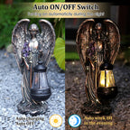 VChymm Solar Angel Outdoor Garden Decor Statues – 13.2 inches Solar Outdoor Sculptures for Outside Yard Art Patio Balcony Front Lawn Ornaments Gifts for Mom Grandma Women（Bronze）