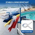 Aquajoyer Poolside Pool Towel Rack Outdoor for Above Ground Round Pools, Stainless Steel Swivel Pool Towel Holder 6 Bars Towel Dying Rack Towel Stand for Above Ground Pool Accessories [Patent Pending]