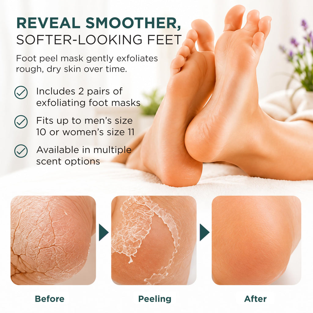 DERMORA Foot Peel Mask, Exfoliating Foot Peeling Mask, 2 Pairs, Original