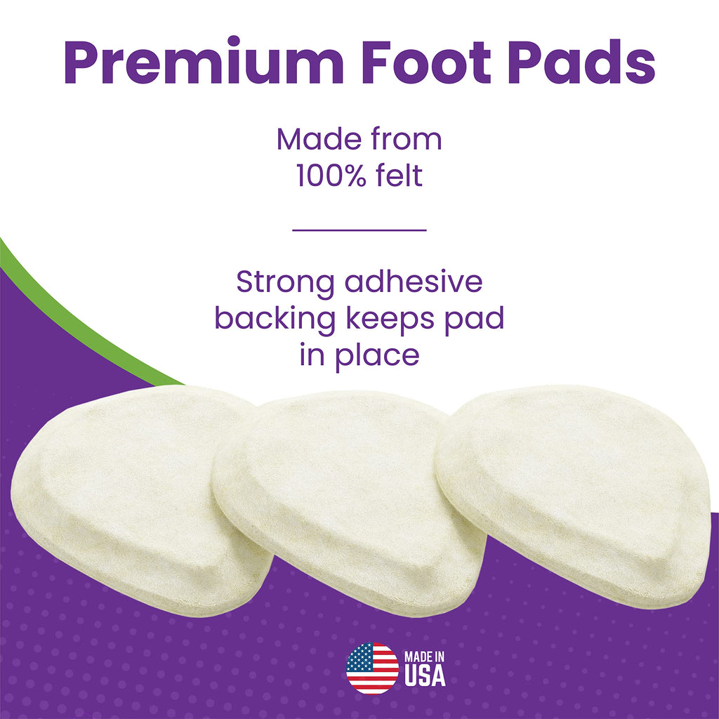 Metatarsal Felt Foot Pad Skived Cut (1/8" Thick) - Made in USA - Felt Metatarsal Pads for Women and Men - Ball of Foot Cushion - 6 Pairs (12 Pieces)