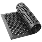 GRIDMANN Rubber Floor Mat, 36" x 24" Anti-Fatigue Drainage Mat, Non-Slip and Grease Resistant for Restaurants, Commercial Kitchens, Bar Floors, Black