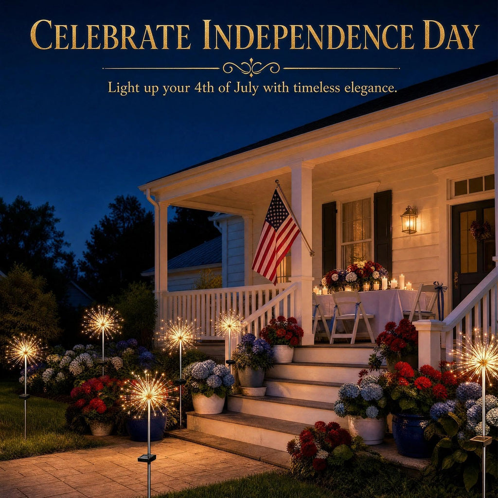 Fairdeer Solar Firework Lights Outdoor 4 Pack, 120LED Solar Starburst Garden Lights with 8 Modes, Waterproof Decorative Sparkle Light for Backyard, Garden, Patio Lawn Landscape & 4th of July Decor