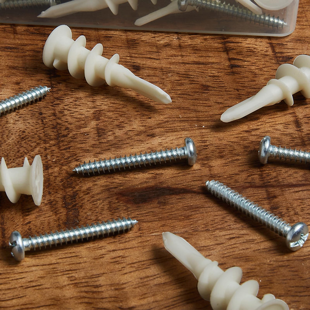 KURUI Wall Hanging Kit for Wall Art Decor Frame Curtain Rods, 135Pcs Heavy Duty Drywall Anchors Substitute Picture Hanging Nails, 70 Dry Wall Anchor and 70 8 x 1-1/4'' Screws, 75Lb Picture Hangers