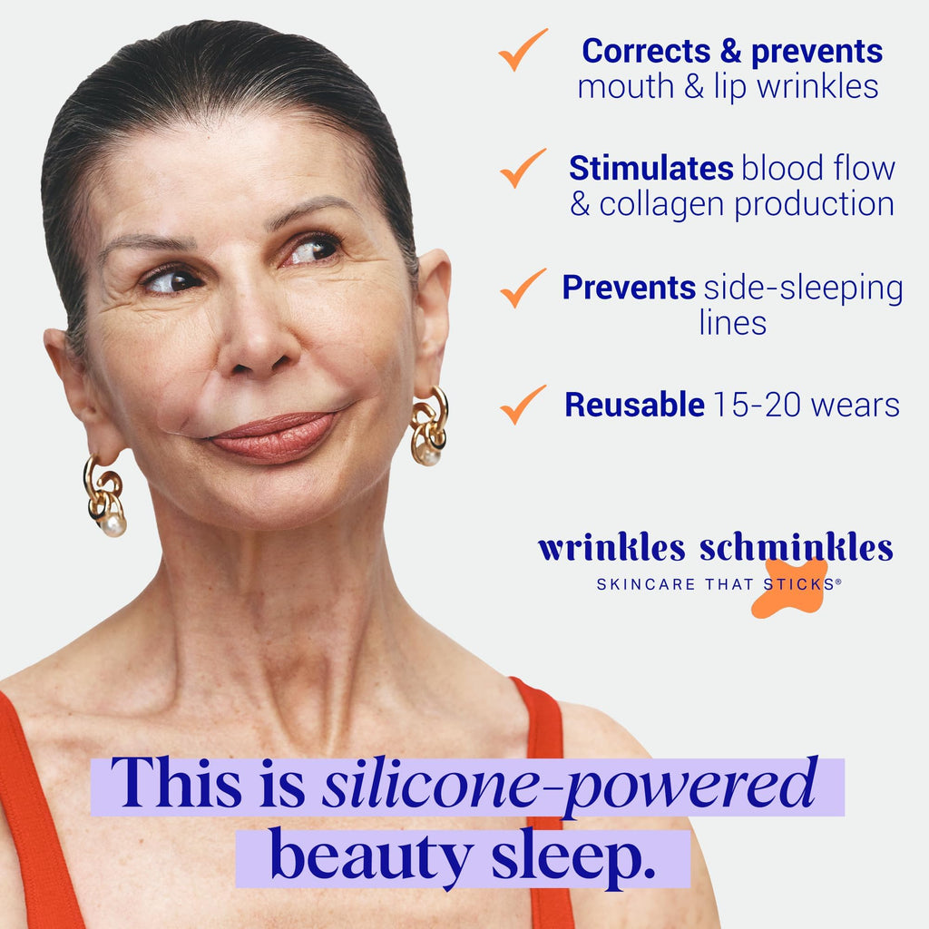 Wrinkles Schminkles Mouth & Lip Wrinkle Patch, 1-Pack, Reusable Hypoallergenic Medical Grad Silicone Smile Line Patches, Anti Wrinkle Sleep Patches for Lip Wrinkle Prevention