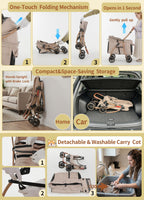 MILA&LOUIS Low-Profile Large Space Pet Stroller for Medium & Small Dogs, Suitable for Multi-Pet and Senior Dogs, 55lbs Max Load, 360° Swivel Front Wheels, One-Touch Foldable Design with Rear Brake