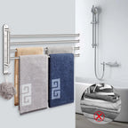 NearMoon Swivel Towel Rack, 19.5" Thicken 304 Stainless Steel 4-Arm Towel Bar, Space Saving Wall Mounted Towel Holder with Hook, Rustproof Swing Out Towel Hanger for Bathroom, Kitchen (Chrome Finish)