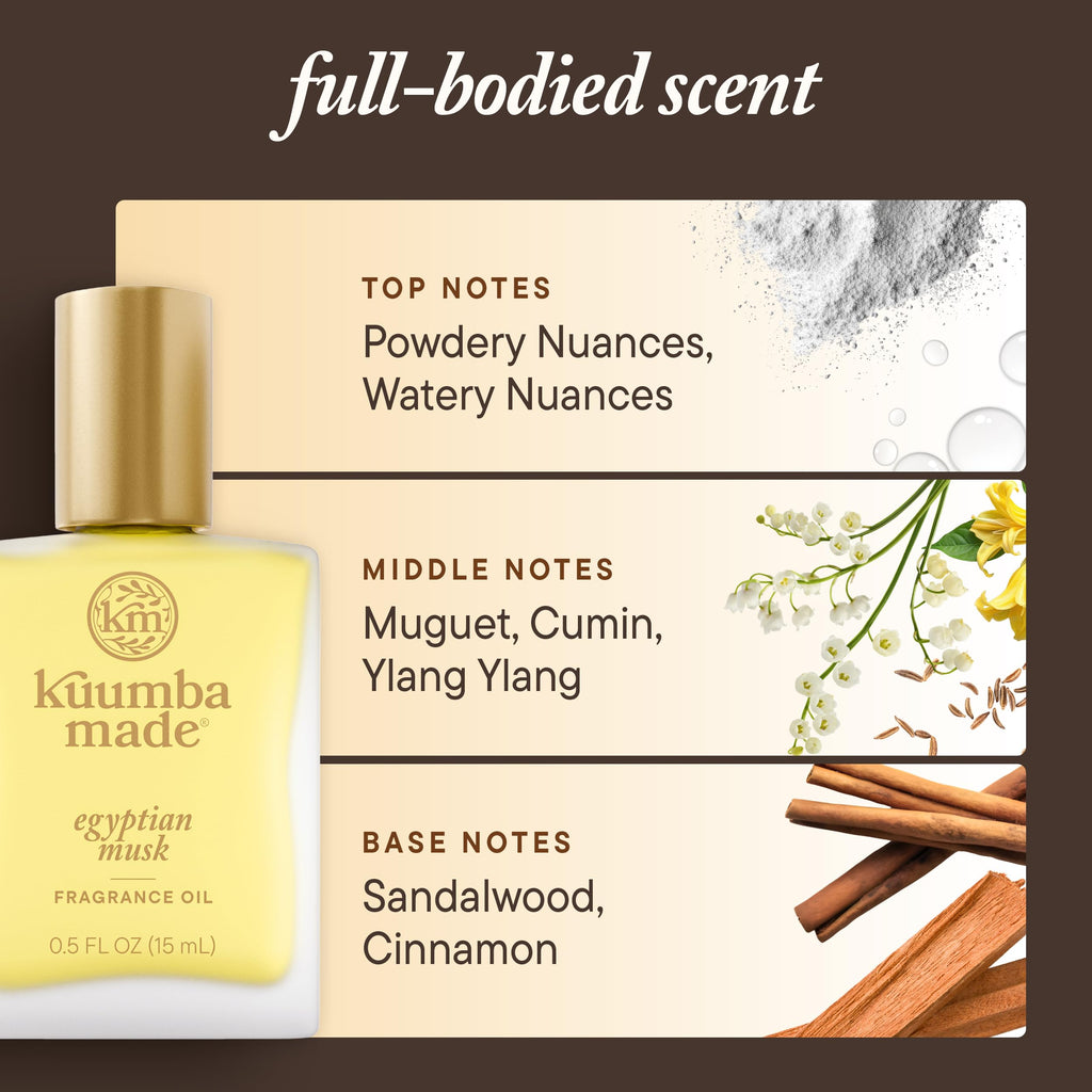 Kuumba Made Egyptian Musk Fragrance Oil, Long-Lasting Small-Batch Perfume Roller, Vegan, Alcohol-Free, 0.5 Fl Oz