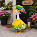 GJL Raincoat Porch Goose Outfit with Umbrella for 23" Goose,Yard Lawn Decor
