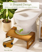 AmazerBath 7 Inches Bamboo Toilet Stool Squat for Adult, Foldable Squatting Potty Stool for Bathroom, 0.79" Thickness Poop Stool with Non-Slip Strip, No Assembly Required, Dark Wood Color