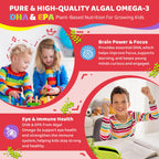 Vitamin D3 K2 + Calcium Liquid-filled Gummies for Kids & Teens, 1000IU/2000IU D3 with Magnesium, Algal Omega 3, Vitamin for Kids for Bones & Teeth, Calcium Absorption, Brain, Immunity,Sugar-Free,60Cts