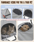 Pet Stroller for Small Medium Dogs Cats - Lightweight 10lbs Foldable Dog Stroller, Breathable Mesh & Safety Tether, 33lbs Capacity with Locking Wheels, Storage Basket for Outdoor Walks-Gray