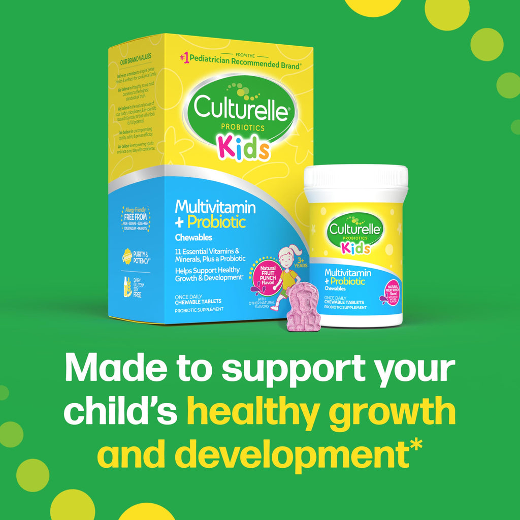Culturelle Kids Complete Chewable Multivitamin + Probiotic For Kids, Ages 3+, 90 Count, Digestive Health, Oral Health & Immune Support - With 11 Vitamins & Minerals, including Vitamin C, D3 & Zinc