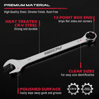 30-Piece Combination Wrench Set - Open End Wrench Set with Organizer Professional 12 Point Wrench Kit Tool for Mechanic Garages Workshops 1/4'' to 1'' & 8-22mm