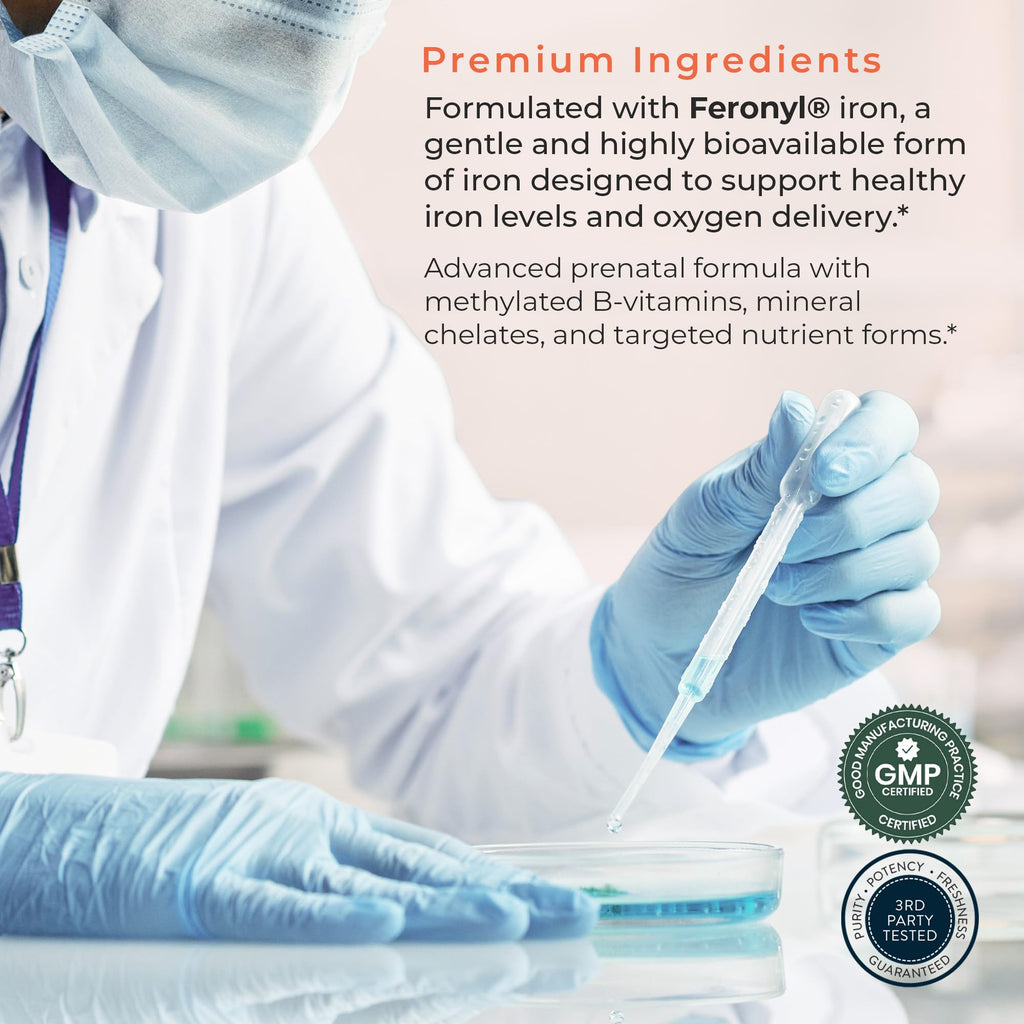 Molecular Fertility Peak Prenatal - Doctor Formulated Prenatal Vitamins for Women - Third Party Tested Fertility Supplement - Choline, Methylated Folate, Vitamin D, Iron, Probiotics - 30 Day Supply