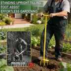 BARAYSTUS Hand Tiller Cultivator, Steel Garden Claw with Wide Foot Plate