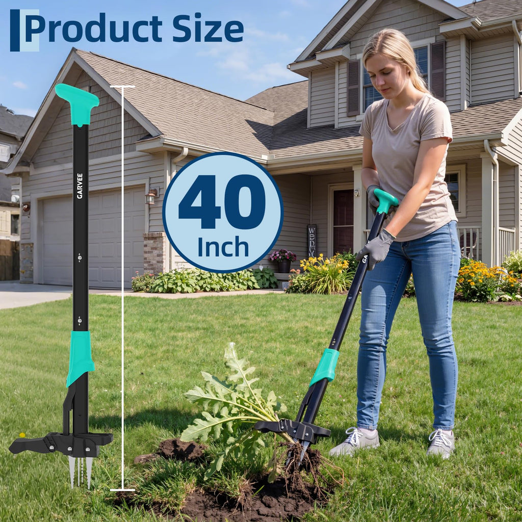 Garvee 40" Long Handle Stand Up Weed Puller - 4-Claw with Ejector Gardening Hand Weeding Tool Easy-Eject Easily Remove Weeds Without Bending, Pulling, or Kneeling.
