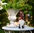 Outdoor Garden Gnome Statue with Solar Lantern Light Resin Yard Decor Patio Lawn Pathway Figurine Holiday Decoration Gnome Gift for Women Mom