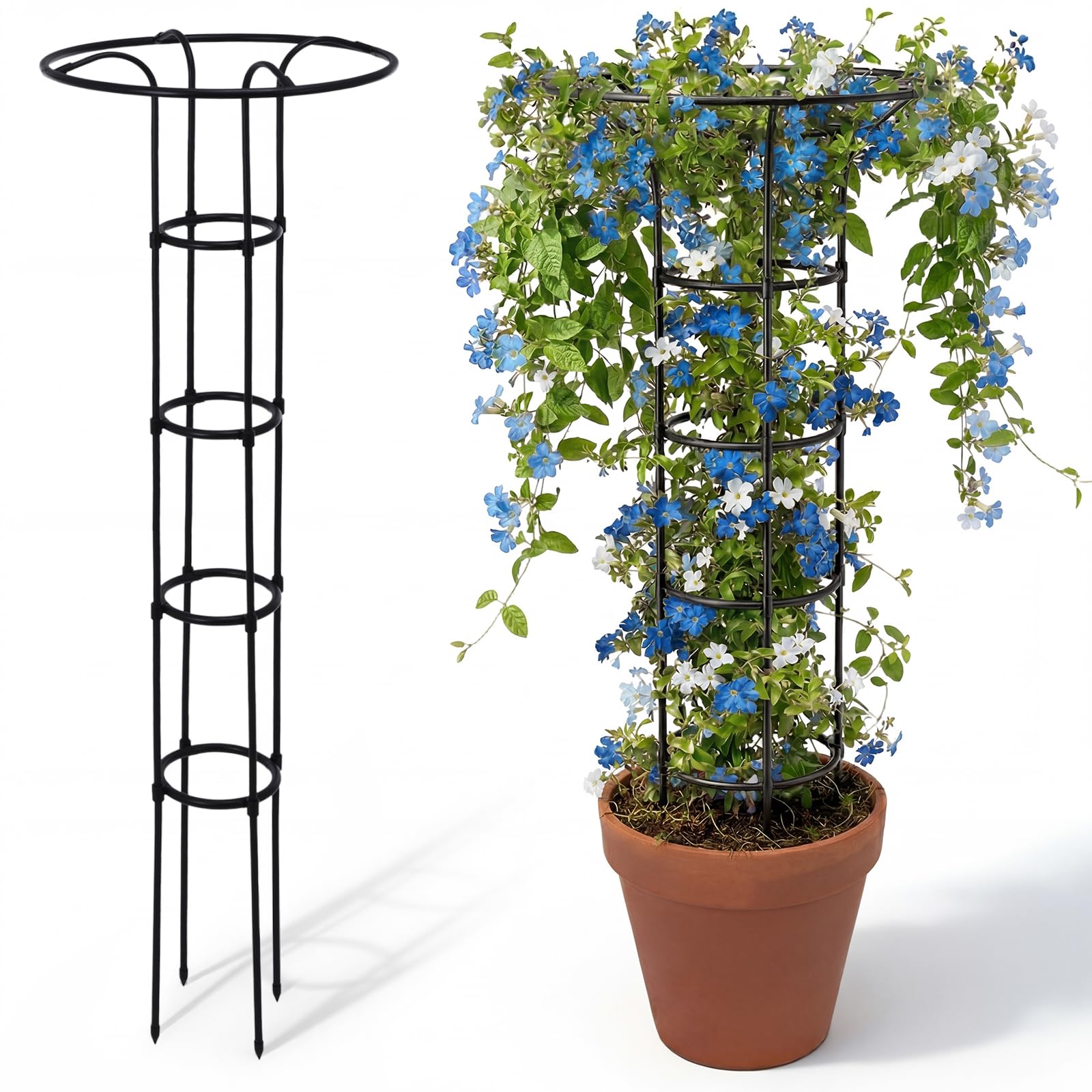 ElaraBerry 2 Pcs 63 Inch Garden Obelisk Trellis for Climbing Plants Outdoor, Mushroom Top Flower Trellis Rustproof Metal Tomato Trellises for Potted Plants Rose Climbing Vine Tomato Cucumber Grape