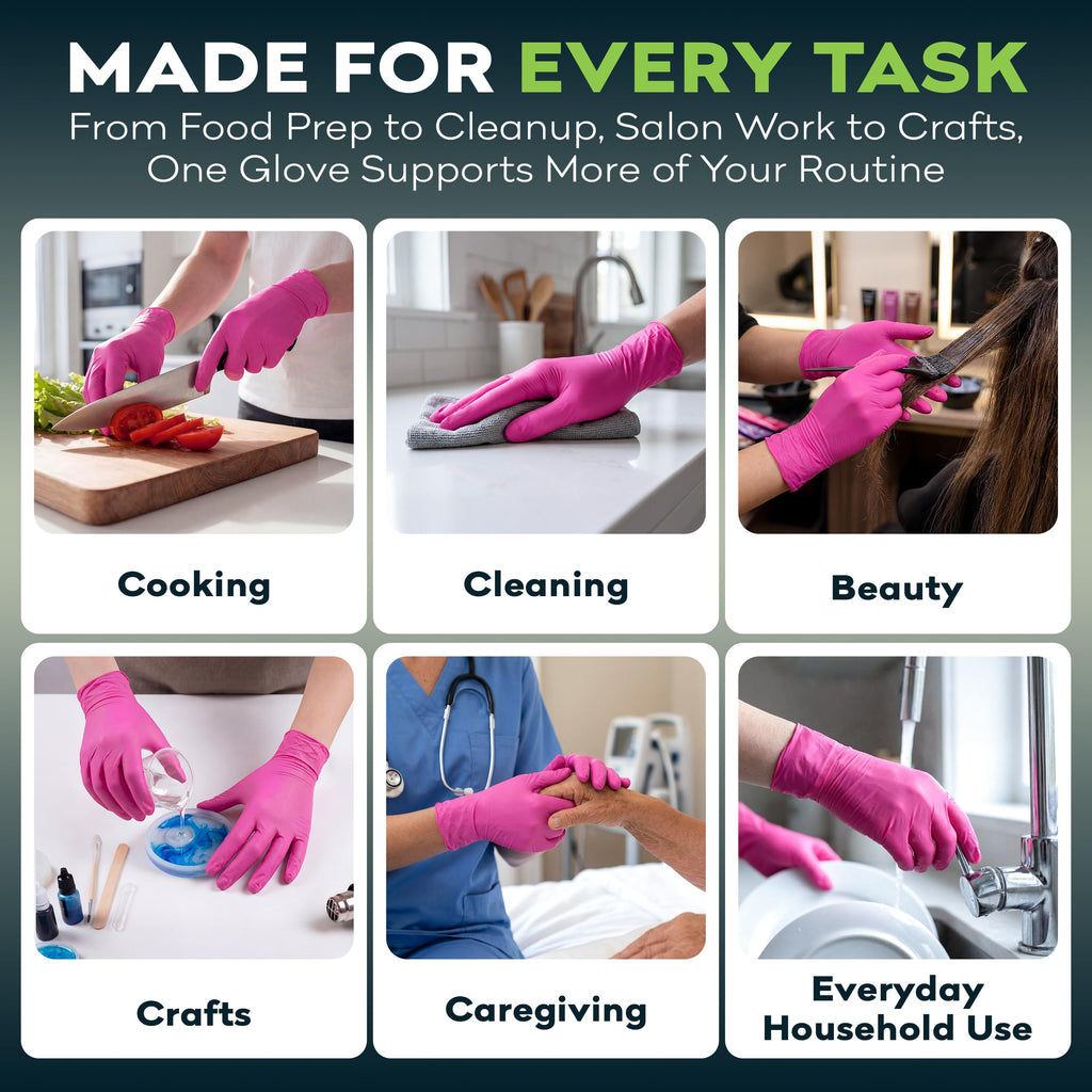 Fuchsia Hot Pink Nitrile Disposable Gloves - 50 Count - 3 Mil Nitrile Gloves Medium - Powder and Latex Free Rubber Gloves - Surgical Medical Exam Gloves - Food Safe Cooking Gloves