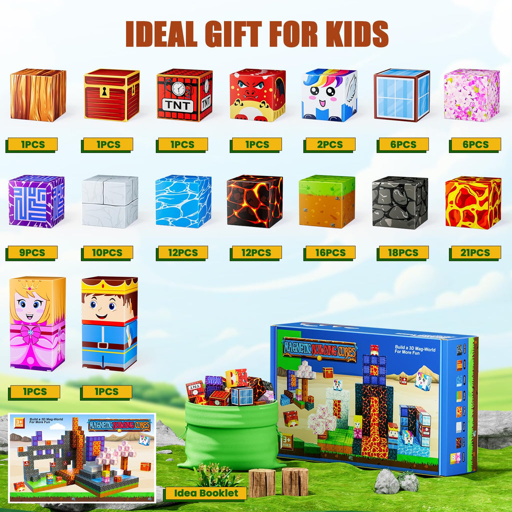 Magnetic Blocks - Build Magnet World Magic Portal Set, Magnetic Tiles Building Blocks Toddler Toys STEM Sensory Outdoor Toys for 3+ Year Old Boys & Girls, Creative Kids Games Kids Toys-120PCS