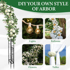VINGLI Garden Arbor, Arch Archway for Wedding Ceremony Party, Steel Garden Trellis for Plant Climbing, Christmas Garden Decorations Pergola for Garden, Backyard, Lawn (Black, 7.9FT)
