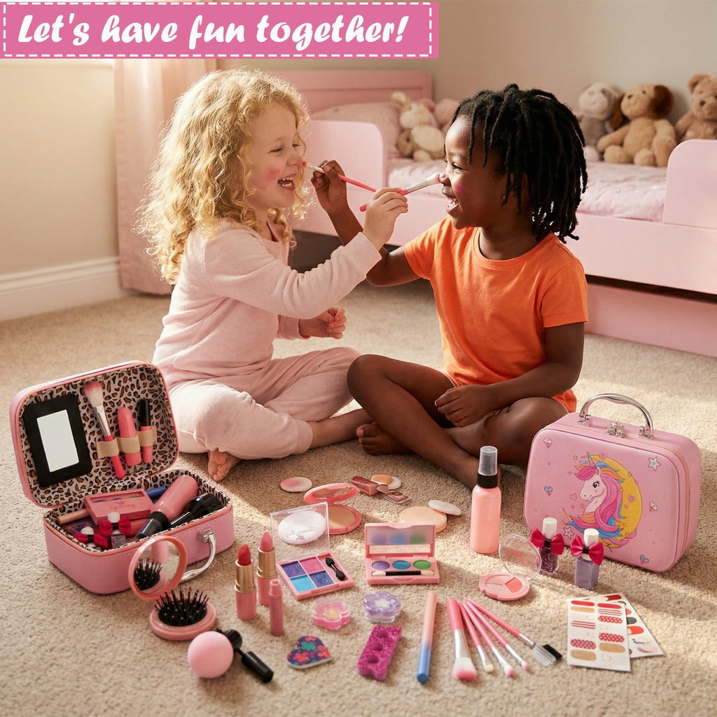 For Ideahome Washable Kids Makeup Girl Toys - Real Make Up Set for Toddler Little Girls Princess, Christmas Birthday Gift for Girls 4-12 Year Old