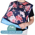 Celley 3 Pack Adult Bibs for Eating with Crumb Catcher Washable and Reusable Clothing Protectors for Elderly Women