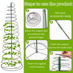 3 Pack 53.6" Spiral Plant Support Stakes, Adjustable Metal Pea Trellis for Climbing Plants, Garden Support Rings with 9 Extension Rods & 9 Ground Stakes for Potted Plants, Vegetables, Flowers,Peas