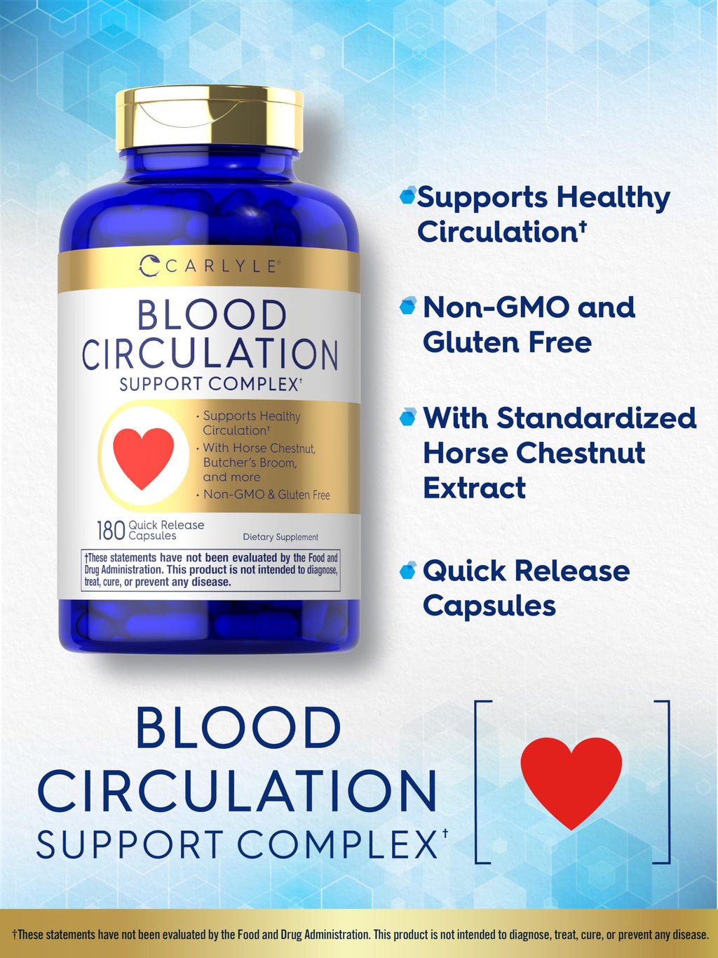Carlyle Blood Circulation Supplement | 180 Capsules | Supports Healthy Circulation | Non-GMO, Gluten Free