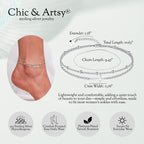 CHIC & ARTSY Cross Anklet 925 Sterling Silver Sideways Cross Ankle Bracelet Christian Layered Anklet for Women Double Chain Sexy Ankle Bracelet 11 inches