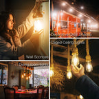 DAYBETTER 12 Pack Vintage LED Edison Bulbs, E26 Led Bulb 60W Equivalent, Dimmable Led Light Bulbs, High Brightness 800 LM Warm White 2700K, ST58 Antique Filament Bulbs, Clear Glass Style for Home