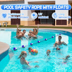 16ft -20ft Adjustable Pool Safety Rope with Floats, Floating Pool Divider- Sturdy, Effective Visibility, Easy to Install - Floating Barrier for Inground Swimming Pools Separating Depth