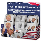 Gagster Donald Trump Toilet Paper - 3 Ply Funny Novelty Gag, 200 Sheets, Prank Gift Pack (2 Rolls Trump Images, 1 Roll Funniest Tweets) 3-pack
