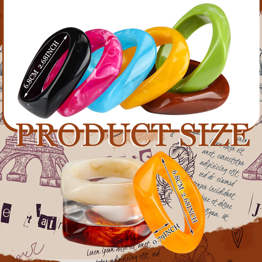Liliaafar 16 Pcs Colorful Acrylic Resin Chunky Bangle Bracelets for Women, Punk Cuff Wristband Thick Statement jewelry Gifts(Irregular,Retro Color)