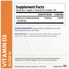 ForestLeaf Vitamin D3 10,000 IU | VIT D - VIT D3 Vitamin D Supplements for Women and Men | Bone Health, Teeth and Immune Support | Easy to Swallow Pills | High Potency Daily, 6-Month Supply, 180 Caps