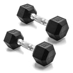 CAP Barbell 12 LB Rubber Coated Hex Dumbbell Hand Weight - Pair | Chrome Handle