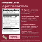 Physician's CHOICE Digestive Enzymes for Bloating & Digestion - 16 Enzymes with Organic Prebiotics & Probiotics for Gut & Digestive Health - Meal Time Discomfort Relief - Dual Action Support - 60 CT