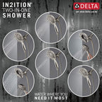 Delta Arvo 14 Series Brushed Nickel Shower Faucet Set with In2ition 2-in-1 Dual Shower Head with HandHeld Spray Combo, Valve Trim Kit, SpotShield Stainless 142840-SP-I (Valve Included)