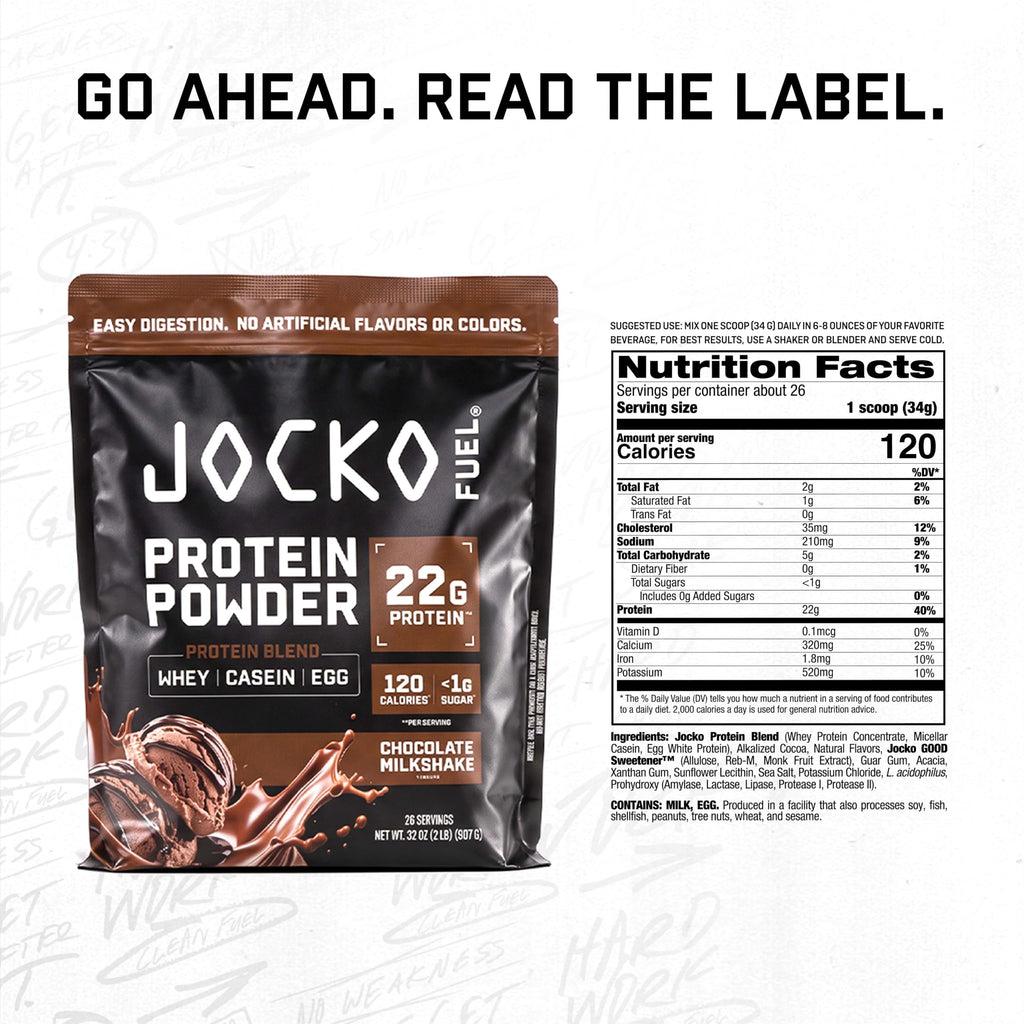 Jocko Fuel Whey Protein Powder, Chocolate Milkshake | 26 Servings