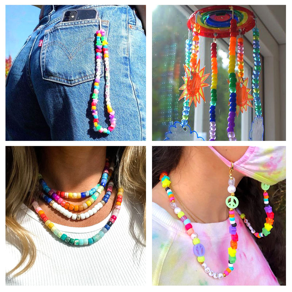 Quefe 48 Colors 4000pcs Pony Beads Bracelet Making Kit with Letter Beads
