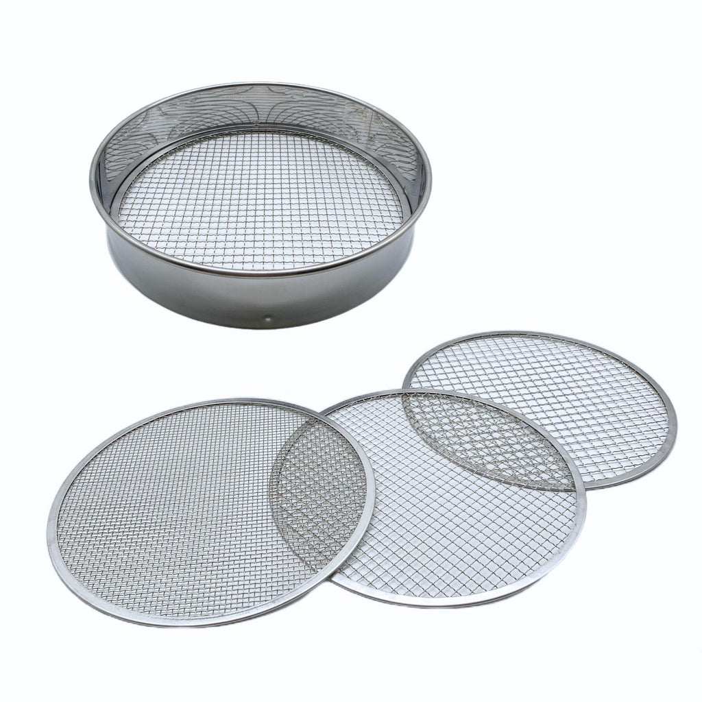 Soil Sifter Set with 3 Sieve Meshes for Rock and Sand - Stainless Steel