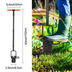 BARAYSTUS Bulb Planter Tool Long Handle, Tulip Bulb Planter Tool with Serrated Base & Double Pedal, Soft T Grip Sod Plugger, Heavy Duty Bulb Planter Tool for Digging Holes Sowing Plant Bulb