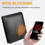 MARZAHAR Genuine Leather Mens Wallet, RFID Blocking Bifold, Black