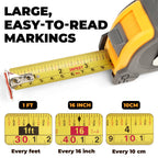 MulWark 2 Pack Metric Tape Measure, Easy Read Measuring Tape Retractable with Fractions 1/8, Both-Side Metal Blade, Magnetic Hook & Shockproof Case for Construction, Carpenter, Architect, Woodworking