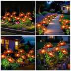 Solar Garden Flower Lights Outdoor,8 Pack Orange Spider Lily Lights with Glowing Stems,Waterproof Fall Decor Solar Yard Decor for Patio Lawn Pathway,Thanksgiving Garden Gifts for Women Mom Grandma