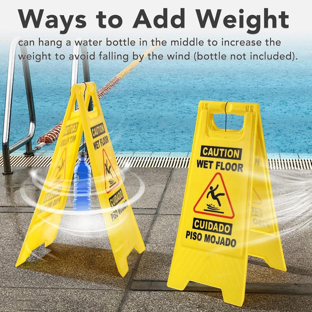 XPCARE 3 Pack 24 IN Caution Wet Floor Sign Bilingual Foldable Safety Sign