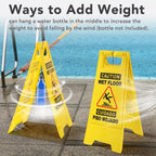 XPCARE 3 Pack 24 IN Caution Wet Floor Sign Bilingual Foldable Safety Sign